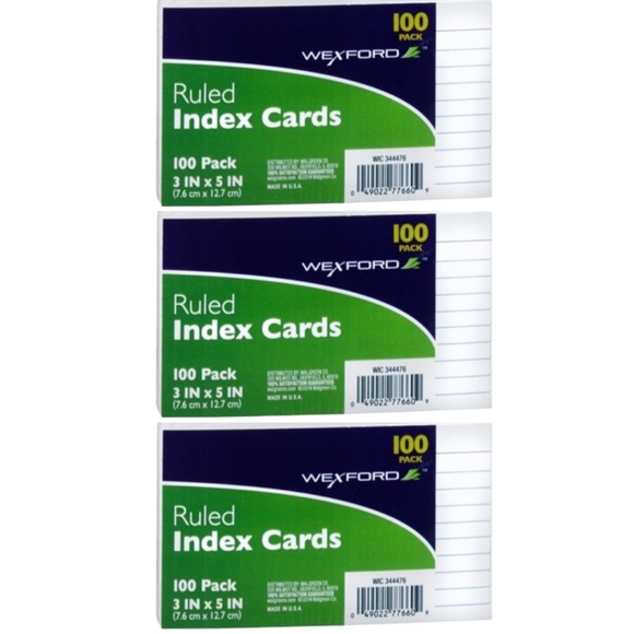 3 Pack Wexford 100ct Ruled Index Cards NEW - Picture 1 of 2